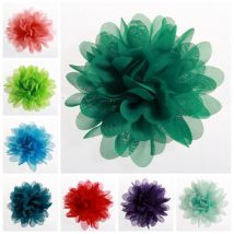 3,9 "9,8 CM Große Chiffon Blumen Für Mädchen Stirnbänder Stoff Puff Blume Für Haar Clips Zubehör Corsage Liefert