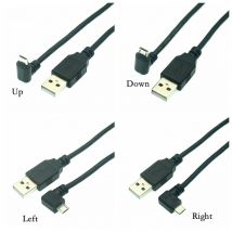Su Giù Sinistra Destra Ad Angolo di 90 Gradi USB Micro USB Maschio A USB Maschio Connettore di Carica Dati Cavo Corto 25 cm 50 cm Per Tablet 150 cm