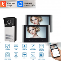 Monitor da 7 pollici Tuya WiFi Videocitofono campanello Videocitofono multi appartamento Sistema citofonico per 2 appartamenti familiari