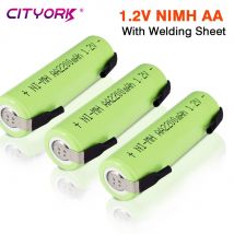 Cityork 1,2 v aa wiederauf ladbare batterie 2200mah nimh zelle mit schweiß laschen für diy elektro rasierer rasierer braun philips zahnbürste