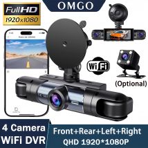 4 Channel 360°Rotate Dash Cam Wifi APP 1920* 1080P HD Car Camera Night Vision Parking Monitor G-Sensor Dashcam Black Box