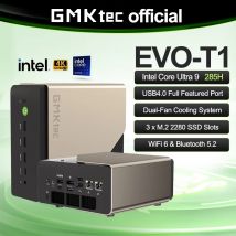GMKtec AI Mini PC EVO-T1 Intel Core Ultra 9 285H Win11 Pro M.2 SSD Wifi6 BT5.2 64GB LPDDR5 1TB SSD PCIe4.0 Game Computer