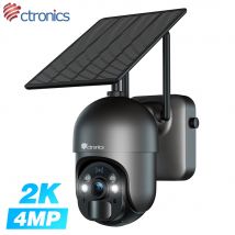 Ctronics Wireless Solar 10000mAh WiFi Telecamera di sorveglianza esterna 360 PTZ Rilevazione umana Monitoraggio automatico Visione notturna 4MP 3MP