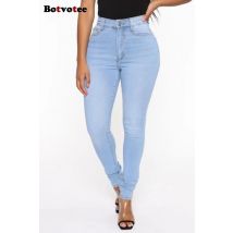 Botvotee Jeans skinny a matita a vita alta da donna Pantaloni casual eleganti da ufficio in denim Blu Bianco Nero Jeans elastici Donna