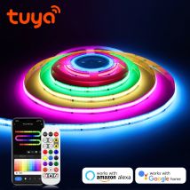 12V Tuya Smart WiFi RGBIC COB LED Strip RGB Neon Light WS2811 IC Addressable 576 LEDs Flexible FOB High Density COB Lights RA90