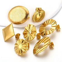 10 pezzi in acciaio inossidabile placcato oro orecchini cerchi base stella ganci rotondi connettori ciondoli fai da te per la creazione di gioielli materiale all'ingrosso