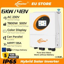 Jsdsolar 6KW 48V On/Off Grid IP65 Hybrid Solar Inverter Raffreddamento intelligente Parallelo Dual MPPT 135A 230VAC WiFi integrato PV 500V 7800W