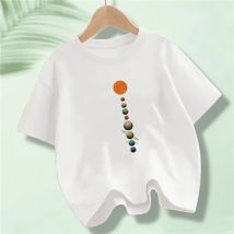 2023 kinder Rundhals T-shirt sommer casual sport kurzarm Tops mode neun planeten druck jugend T-shirt