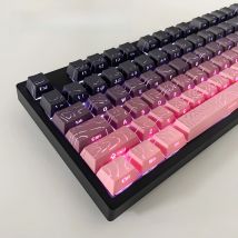 Farbverlauf, durchscheinende Linien, seitlich bedruckte Tastenkappen, 133 Tasten für mechanische Tastatur, Blackberry, Lila, Grau, Blau, Tastenkappen, Kirsche, PBT