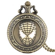 Marvel Bronze Spider Man Sculpture Quartz Pocket Watch Comic Cartoon Necklace Steampunk Pocket