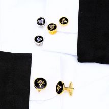 Masonic Symbols Crystal Cufflinks Freemason Logo Sleeve Nail Gold Silver Colors Mens Jewelry With Free Shipping