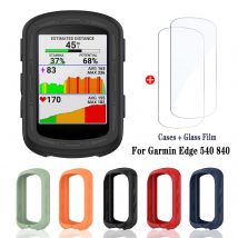 Custodia in Silicone + 2 pezzi in vetro temperato per Garmin Edge 540 GPS Cover protettiva per schermo cronometro per Garmin Edge 840 All-Around