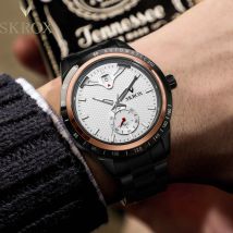 SKROX Saphir-Edelstahl, automatisches Uhrwerk, hochwertige mechanische Datums-Herrenuhr mit Datumsanzeige, Militär-Taucharmbanduhren