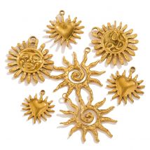 5 PCS Stainless Steel Ladies Sun Moon Charm Pendant DIY18K Gold Exquisite Necklace Earrings Gift Wholesale Connector Jewelry