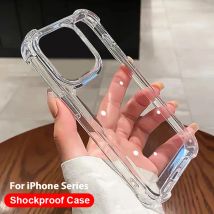 Stoß feste transparente Handy hüllen für iPhone 15 14 13 12 11 16 pro max mini xs xr 8 7 6 plus durchsichtiges Gehäuse Silikon hülle Zubehör