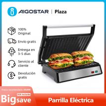Parrilla Eléctrica,Sandwichera, Apertura 180º, Tostadora con Placas Antiadherentes 27 x 17cm, Asa de Toque Frío,1500 W