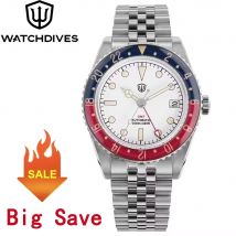 Watchdives WD6542 reloj GMT NH34 movimiento mecánico burbuja cúpula cristal de zafiro BGW9 luminoso 10Bar impermeable 38mm relojes