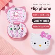 2024 Nuovo Kawaii Sanrio Hello Kitty Flip Phone Cartoon Cute Bambini Bianco Rosa Mini Telefono Regali Di Compleanno Per Bambini Giocattoli Per Le Ragazze