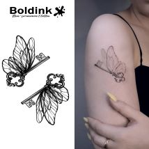 Schlüssel mit Schmetterlingsflügeln, temporäres Tattoo, hält bis 15 Tage, neue Technologie, magischer, wasserfester, semi-permanenter Aufkleber.