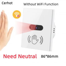 Cerhot Need Neutral Wire IR-Wandlichtschalter, Wellen-Infrarotsensor, keine Notwendigkeit, EU, UK, 220 V, Glasbildschirm, elektrisch