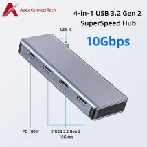 USB C Hub 4 Port 3.2 Gen 2 10Gbps PD 100W Type C Splitter Fast Charging 4 in 1 Adapter USB Extension for MacBook Pro Laptop iPad