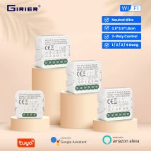 GIRIER Tuya Smart Switch Modulo WiFi Interruttore luce 100-240V Supporta il controllo a 2 vie per l'automazione domestica Supporto Alexa Hey Gooigle