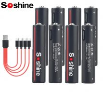 Soshine 600mWh USB li-ion AAA batteria ricaricabile Aaa 1.5V batterie al litio con cavo USB 4-in-1 per giocattoli torcia fotografica