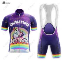 rainbow horse maillot ciclismo hombre Cycling Jersey set Short sleeve racing outdoor sport bicycle Clothing Mtb Bike clothes