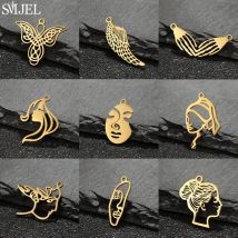 5 teile/satz Mode Engel Flügel Charms für Schmuck machen Edelstahl abstrakte Gesicht Anhänger Halskette Armband DIY Accessoires
