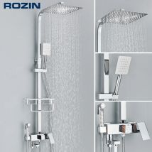 Kit rubinetto doccia bagno a pioggia con sistema di miscelazione acqua calda fredda a parete in acciaio inossidabile per bidet con cremagliera, beccuccio per vasca