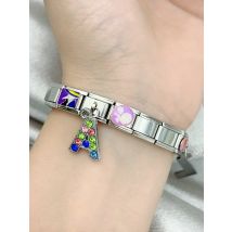 2025 New 26 Letters Elastic Italian Links Charm Bracelet 9mm Width Simple Design Bangle Men Women DIY Jewelry