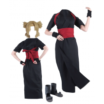 US-Größe Damen Temari Shippuden Cosplay Kostüm Schwarzer Kimono Halloween Outfit