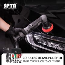 SPTA NEW 12V Cordless Mini lucidatrice per auto graffi Killer Detailing RO DA Machine 1/2/3 pollici pad accessori 2 batteria