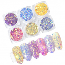 UV Sensitive Chameleon Glitter Powder for Manicure Sun Light Changing Color 3D Nail Art Gel Decoration Mixed Size Flakes