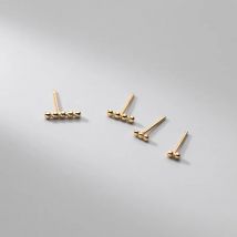 La Monada Damen-Ohrringe, Silber 925, Ohrpiercing, glänzend, schlicht, niedlich, kleine Perlen, Stick-Silber-Ohrstecker, Studentin