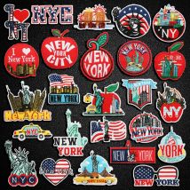 USA New York City Reise bestickte Aufnäher zum Aufbügeln, Freiheitsstatue, zum Aufbügeln für DIY-Kleidung, Hemden, Jacken, Hüte, Taschen