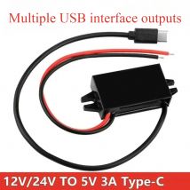 DC-DC 12V 24V a 5V 3A 15W Step Down Tensione Convertitore di alimentazione per auto Alimentatore Tipo-C Adattatore di uscita USB con protezione inversa
