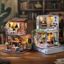 Neue Diy große hölzerne Puppenhaus Möbel Licht Kit Puppenhaus Casa Miniatur Zubehör handgemachte Holzspielzeug Geburtstagsgeschenke