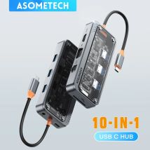 ASOMETECH 10 in 1 Dockstation USB C Hub PD 100 W Typ C USB 3.0 zu HDMI-TV 4K RJ45 VGA Laptop Dockingstation für MacBook Lenovo