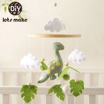Felt Dinosaur Wooden Mobile Musical Bed Bell Hanging Toy Baby Rattle Toys 0-12 Month Newborn Infant Crib Gift Holder Brackets