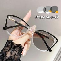 Männer Frauen Luxus Photochrome Cat Eye Sonnenbrille Ultra Licht Farbwechsel Myopie Brillen Mode Nahsicht Brille 0 ~ -4,0