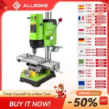 Wiertarka stołowa Allsome BG-5157 1200W z 6 prędkościami, do warsztatu domowego, wiercenia w drewnie i metalu