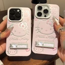 Luxuriöse rosa Hello Kitty Hülle für Samsung Galaxy S24 S23 S22 S21 S20 Note20 Ultra Plus FE M31 4G 5G Rückseite mit Halter