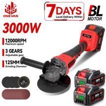 ONEVAN 3000W Bezszczotkowa Elektryczna Szlifierka Kątowa 3-biegowa Akumulatorowa Do Cięcia Metalu, Polerowania, Narzędzia Do Akumulatorów Makita 18V