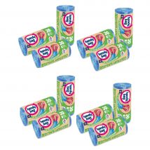Bolsas de Basura Handy Bag 30 Litros, 12 Paquetes, 144 Bolsas Antigoteo, Extrafuertes, Color Azul, Fabricadas en España