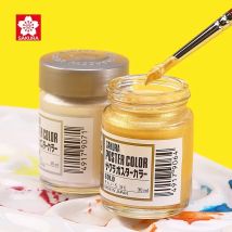 SAKURA, nicht trocknende Gouachepigmente in Gold, Silber, Weiß und Schwarz, abgefüllt, 30 ml, 45 ml, hochflächige, matte Gouachepigmente in Künstlerqualität