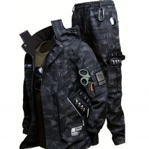 Wasserdichtes, mit Fleece gefüttertes Outdoor-Jacken-Set mit Kapuze für Herren, winddichte Softshell-Arbeitskleidung, lockere taktische Wandermäntel, Anzug