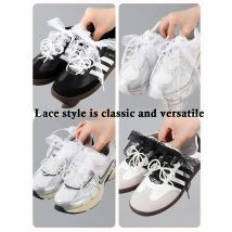 Flache Schnürsenkel für Sneakers, Schnürsenkel für Damen, ausgefallene Spitze, 2,9 cm Breite, Freizeitschuhe, schwarz-weiße Schnürsenkel, Zubehör