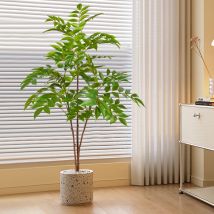 76-140 cm Grande ramo di albero di ficus artificiale Albero di lacca finta Piante di banyan di plastica Foglie di palma alte verdi per la decorazione del giardino di casa