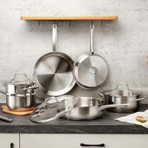 KOCH SYSTEME CS Edelstahl-Töpfe und Pfannen-Set, 10-teilig, 18/10 Edelstahl-Töpfe und Pfannen-Set zum professionellen Kochen